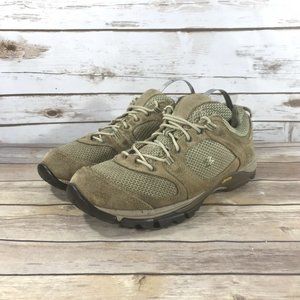 Garmont Vibram Hiking Boots Womens Size 8.5 Outdoors Trail Leather Lace Up Beige